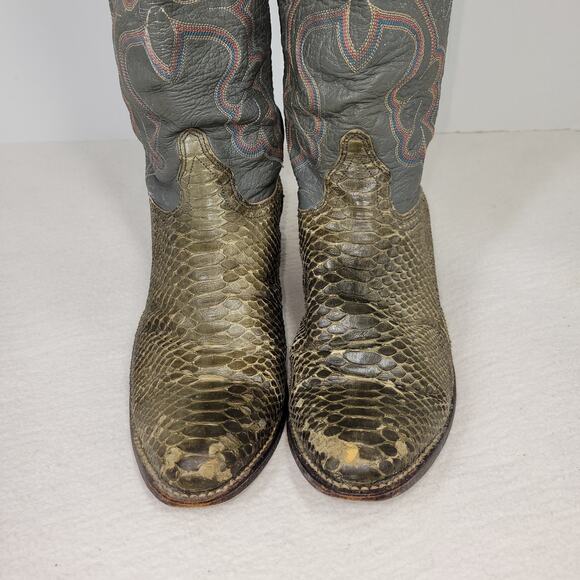 J Chisholm Boots Womens Sz 7.5M Gray Rodeo Western Python Snakeskin Leather Boot - Picture 16 of 16